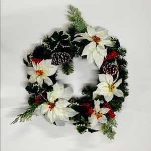 White Poinsettia Christmas Wreath